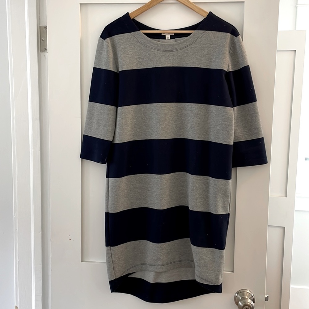 Navy and Gray large stripe dress